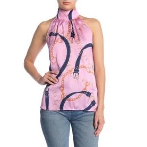 Kendall & Kylie Pink Mock Neck Blouse Top